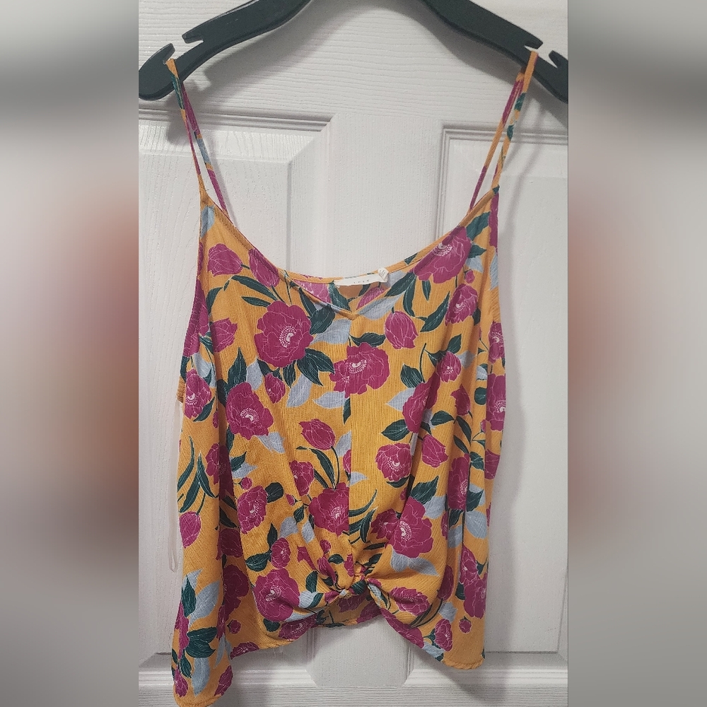 LUSH Stitch Fix Floral Yellow and Pink Women's Top